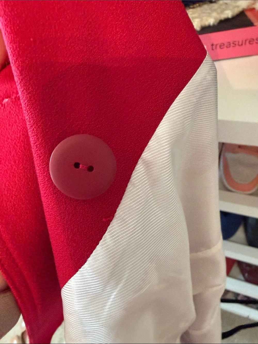 Zara Vibrant Red Double-Breasted Blazer with Gold Buttons - Picture 7 of 11